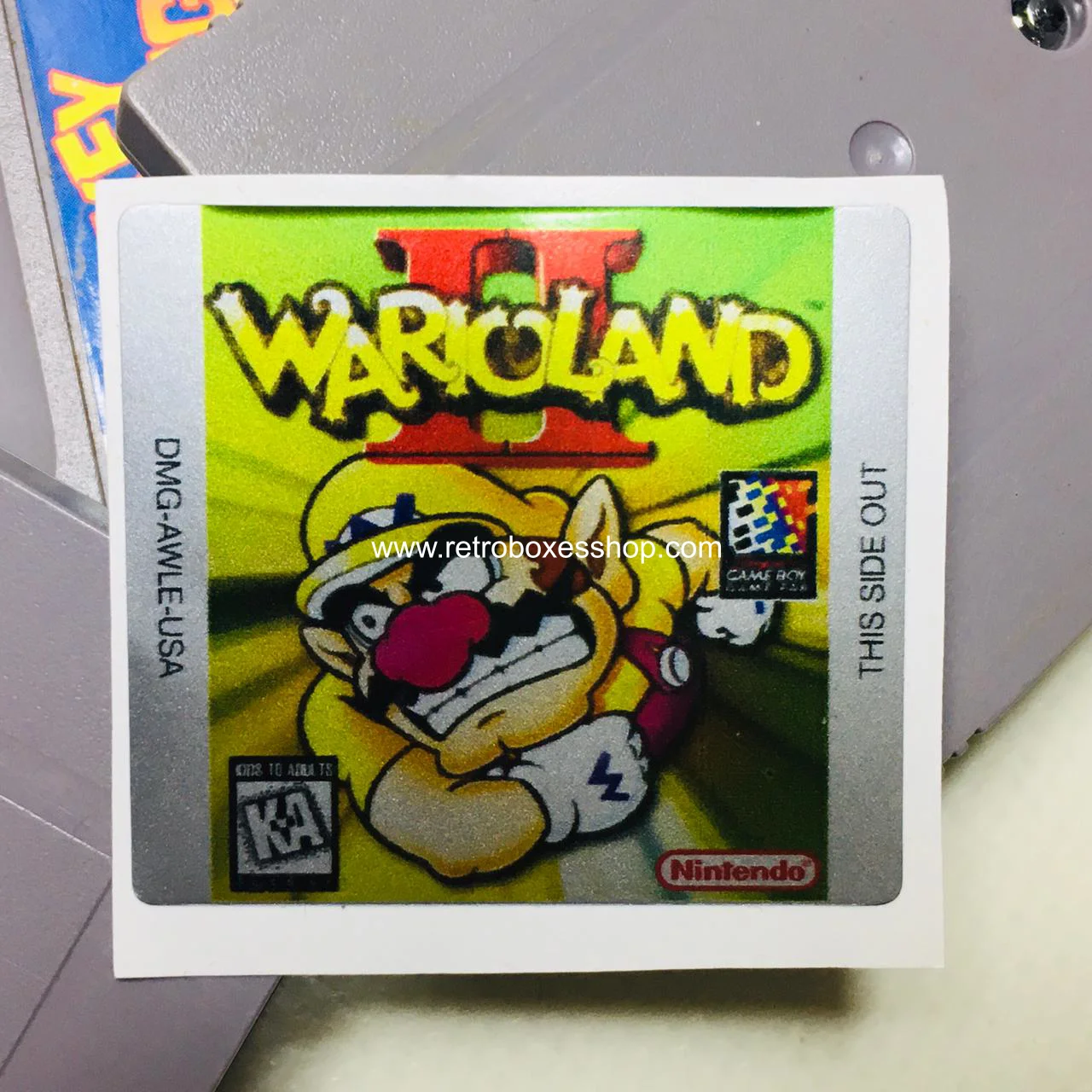 Wario Land 2 GameBoy Label - Metallic Silver Sides Replacement Sticker - Image 3
