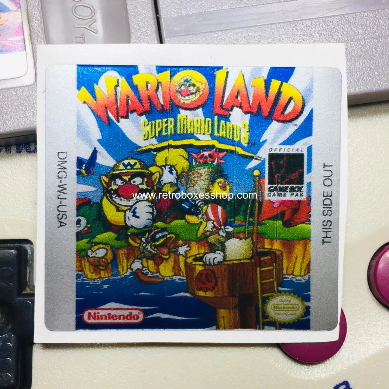 Wario Land GameBoy Label - Metallic Silver Sides Replacement Sticker