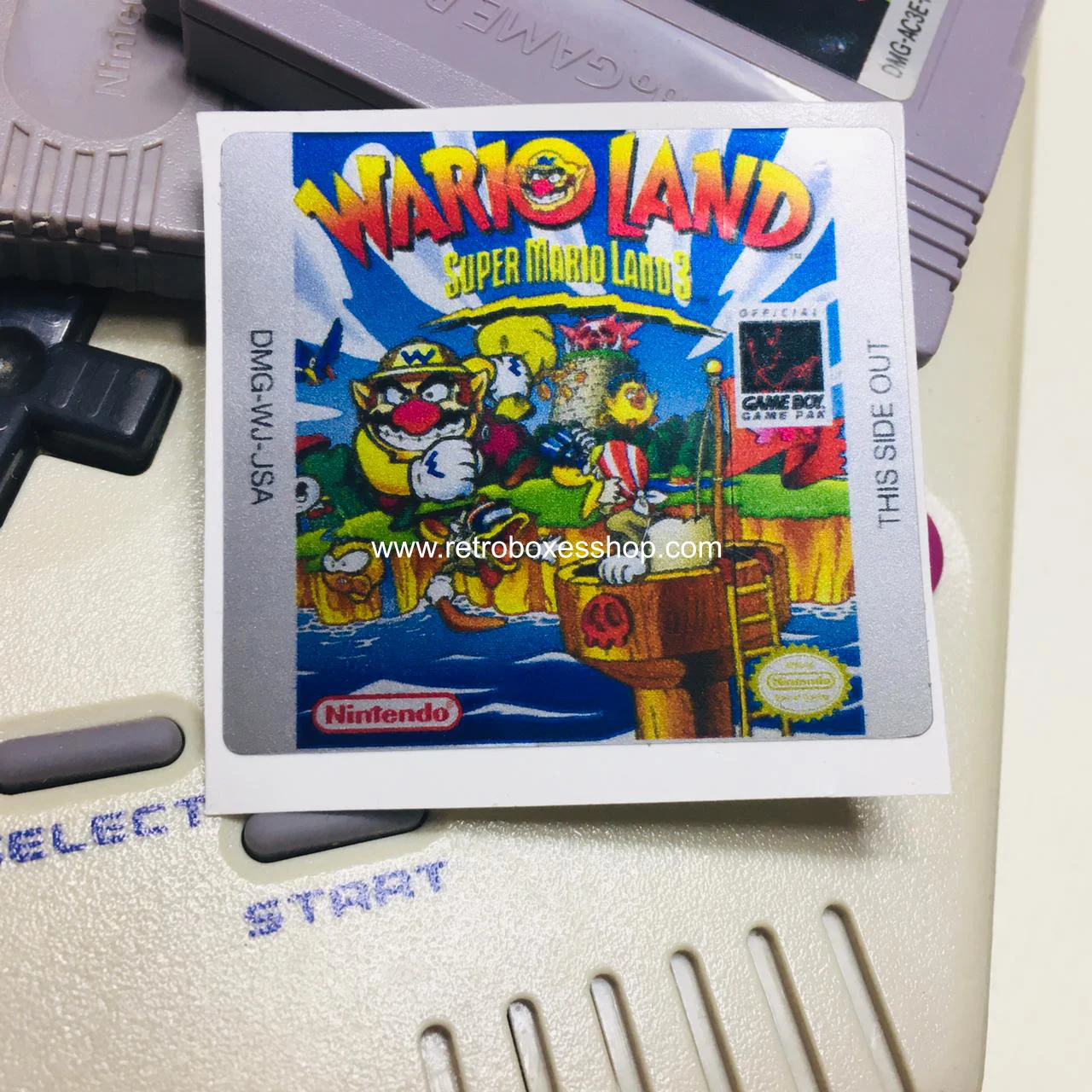 Wario Land GameBoy Label - Metallic Silver Sides Replacement Sticker - Image 1