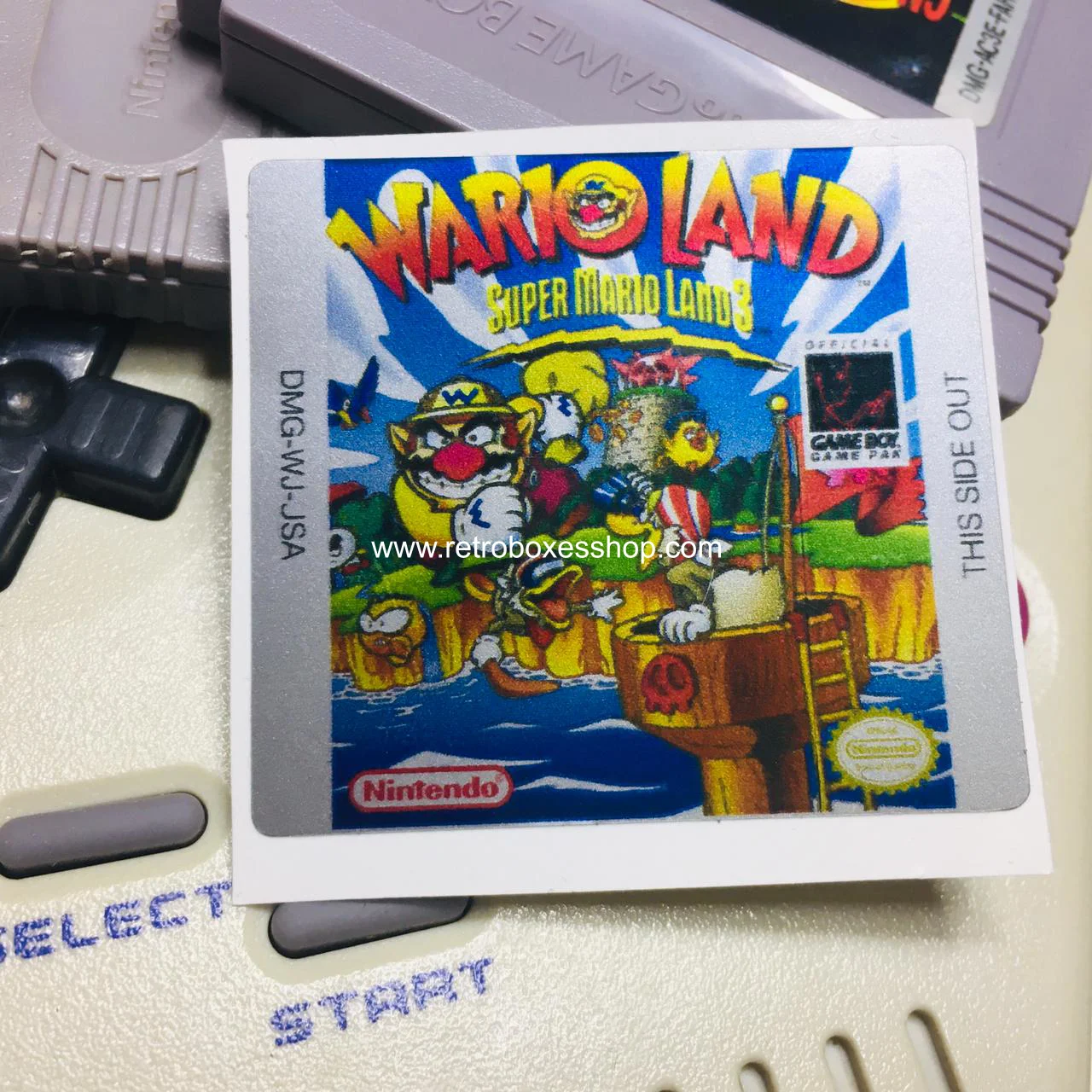 Wario Land GameBoy Label - Metallic Silver Sides Replacement Sticker - Image 2