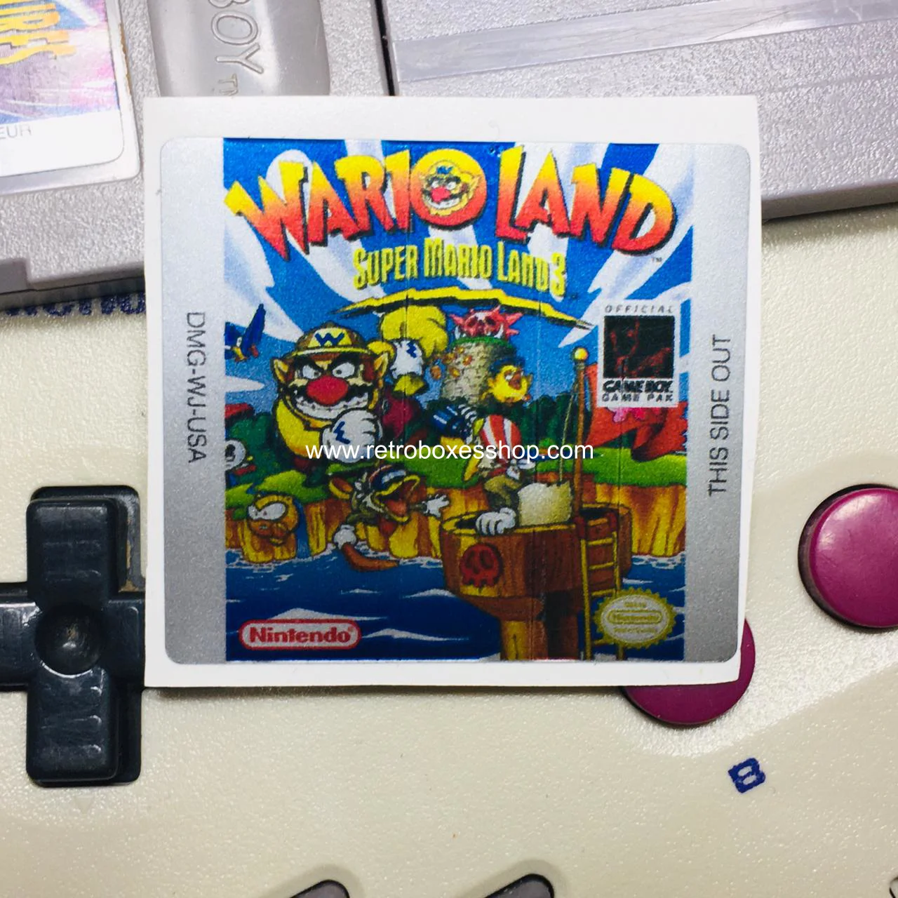 Wario Land GameBoy Label - Metallic Silver Sides Replacement Sticker - Image 3